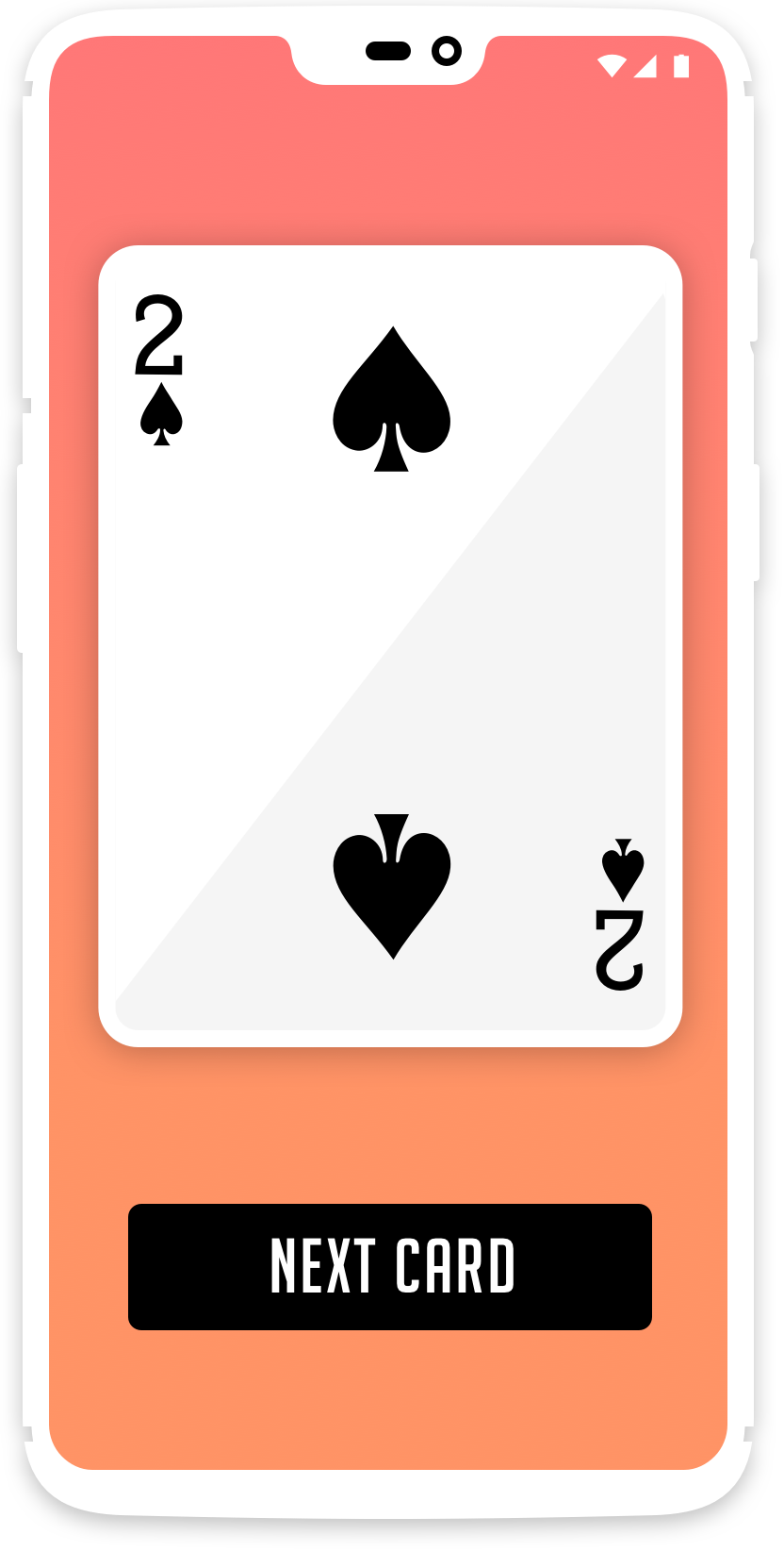 Mobile device with a playing card on screen